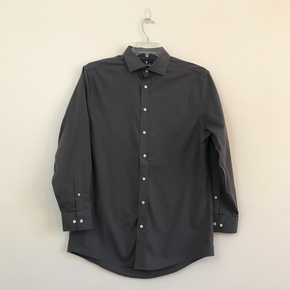 Men’s Solid Grey Stafford Button Down Dress Shirt